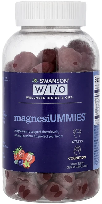 메이커제품입니다 Swanson WIO Magnesiummies™ 혼합 베리 맛 구미젤리 60개(구미젤리 1개당 100mg) 좋은효과를 보실수있습니다, 1개, 60정 - 쿠팡