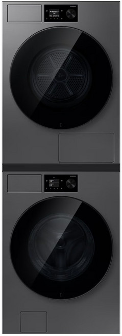 Bespoke AI 세탁기+건조기 24/22kg (71.1mm LCD+다이얼)+상단 설치 키트, 다크스틸, WF80H2422ACHS