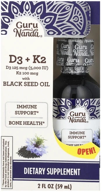 새해 첫좋은선물 GuruNanda D3 + K2 블랙 씨드 오일 59ml(2fl oz) 제대로 할인합니다, GuruNandaD3K2블랙씨드오일59ml2floz, 59ml - 쿠팡