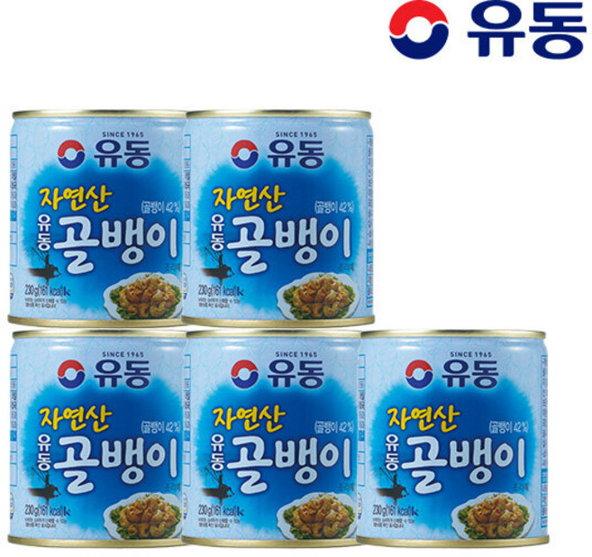 [유동] 자연산골뱅이 230g x5개 +골뱅이 무침양념 70g x2개, 5개
