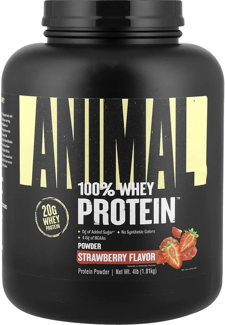 몸관리하세요 겨울입니다 Animal 100% Whey Protein™ 파우더 딸기 1.81kg(4lb) 특별관리진행, Animal100WheyProtein파우더딸기181kg, 1 - 쿠팡