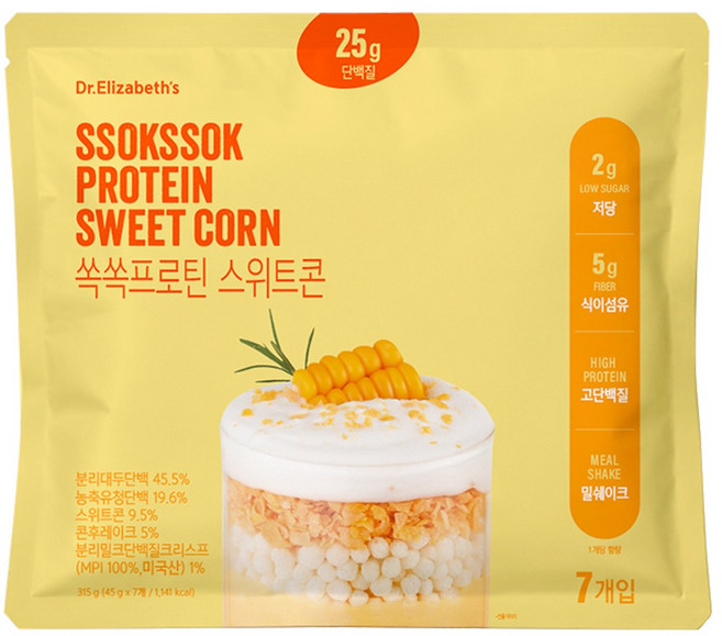 닥터엘리자베스 쏙쏙 프로틴 스위트콘 고단백 저당 식사대용 쉐이크, 7개, 45g