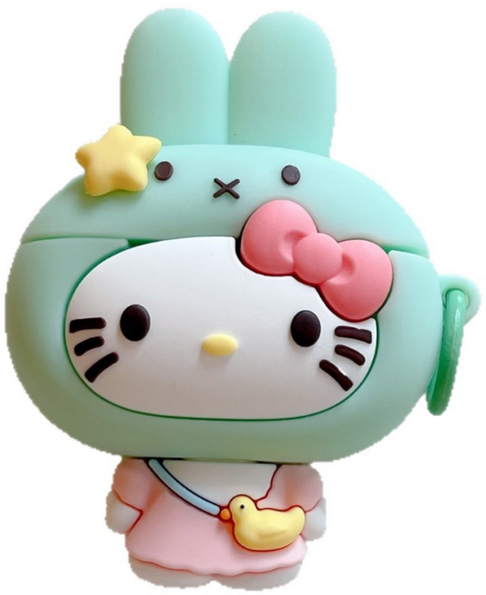 큐티캣 에어팟 케이스 6종 시리즈 귀여운 고양이 캐릭터 케이스, 민트버니, 에어팟4세대