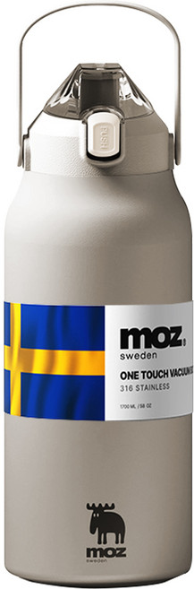 MOZ 스웨덴 나혼자산다 보온병 포스코 316 스텐 대용량 원터치 손잡이 보온보냉병 보온텀블러, 오트밀베이지, 1300ml, 1개