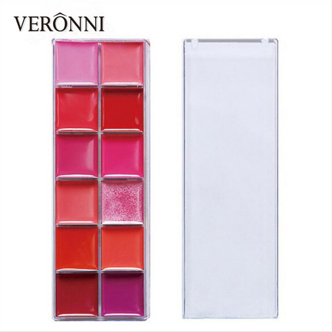 12 가지 색상 여성 모이스춰 라이징 지속되는 누드 립스틱 걸스 오래 글로스 메이크업 도구 팔레트, 12Color Lipsti