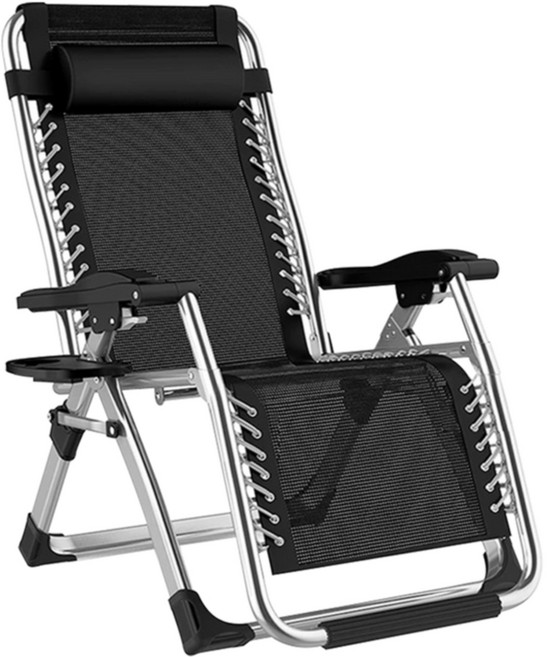 可調節涼躺椅 加寬加厚 承重150公斤 附枕頭杯架, 強化方管款折疊涼躺椅贈杯架頭枕, 1件