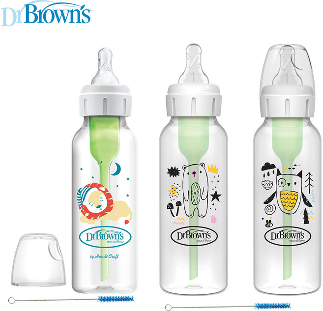 닥터브라운 내로우넥 PP 젖병 동물 시리즈 - 사자_곰_부엉이, 3개, 250ml, 혼합색상