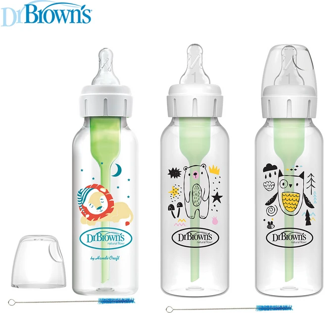 닥터브라운 내로우넥 PP 젖병 동물 시리즈 - 사자_곰_부엉이, 3개, 250ml, 혼합색상 - 쿠팡
