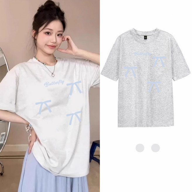 三個蝴蝶結 純棉 【Y1195】MIT 情侶裝 短袖T恤 班服 男女可穿, 黑衣藍圖,XM