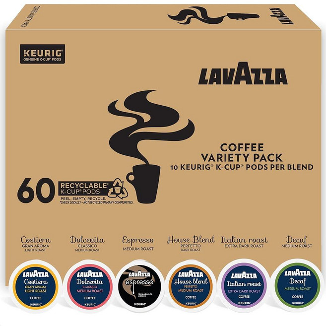 라바짜 Lavazza 커피 버라이어티 팩 큐리그 1인용 K-컵 포드 60개