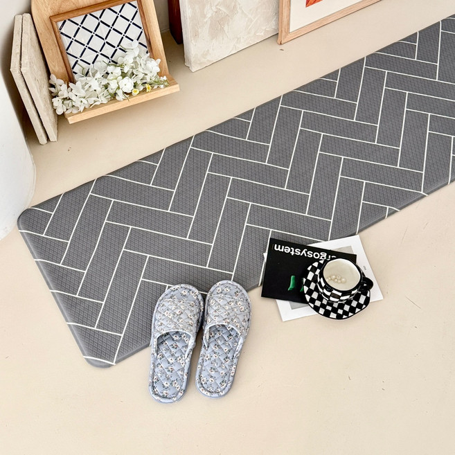 데보코 헤링본 주방매트, 그레이, 1개