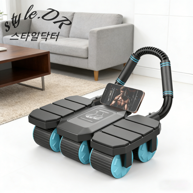 스타일닥터 AB슬라이드 무소음 대호 롤아웃 복근운동기구 6바퀴 시티스포츠, 블랙, J-03