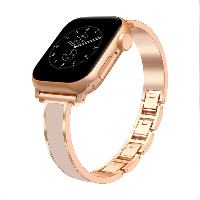 애플 워치 스트랩 여성 스트랩 팔찌 스트랩, 1개, 로즈골드 + 밀크티