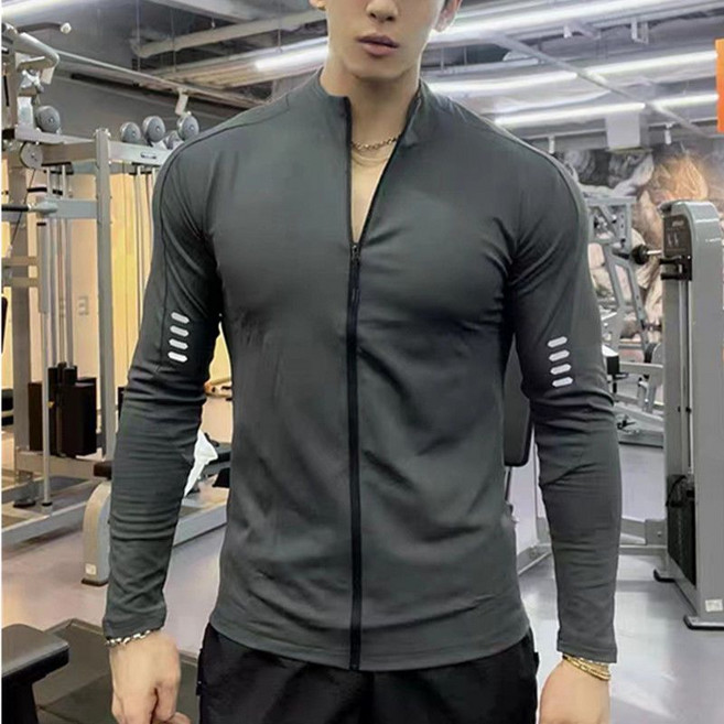 男款立領運動夾克 秋季休閒緊身速乾跑步騎行訓練外套