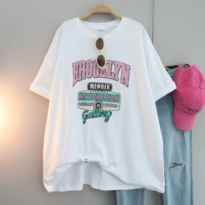 달콩 여성 멤바프린팅박스반팔티 여름티 루즈핏 롱티