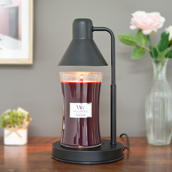 우드윅캔들 라지자 + 더스윗 모노 높이조절 캔들워머 다이얼 + 전구 2p 세트, 모노블랙-높이조절(다이얼), 블랙체리