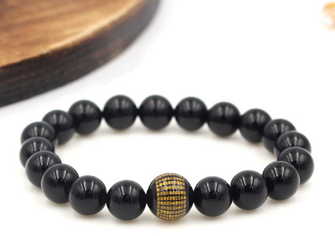 에르모사제이 젬스톤 G011_블랙마노-반야심경1 염주 팔찌