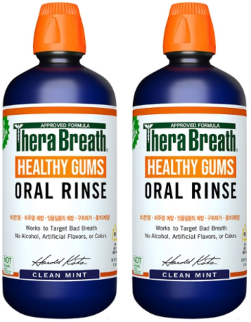 C 테라브레스 헬시 검스 오랄린스 1L 2개 무알콜 입냄새 제거 치주염 치은염 순한 구강 청결제