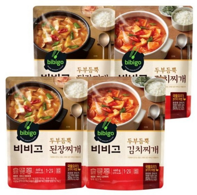 비비고 된장찌개 460g 2p + 두부김치찌개 460g 2p, 1세트, 1.84kg