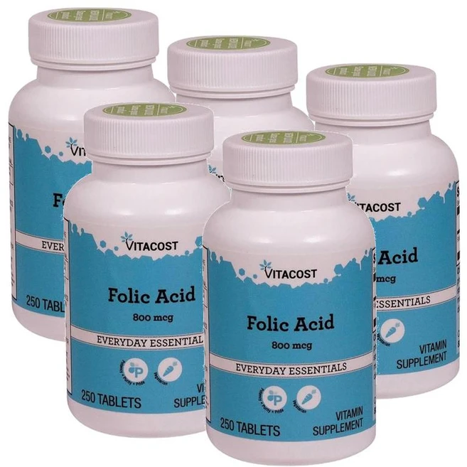 비타코스트 엽산 800mcg Vitacost Folic Acid, 250정, 5개 - 쿠팡