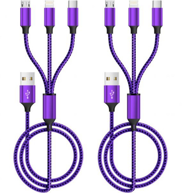 듀얼 타입-C 4 in 1 멀티 충전 케이블 iPhone 17Galxy S26 트래블 크루즈 에센셜 USB 케이블 iPhone 충전기 코드 iPhone 17-8안드로이드iPad, Purple