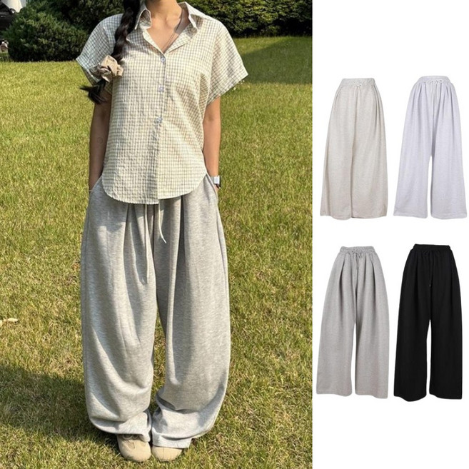 국내 자체 제작 핏살리는드리밍핏투핀턱벌룬와이드트레이닝팬츠 6COLOR