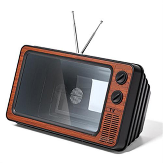 전화 화면 돋보기 확대 스탠드 홀더 HD 비디오 증폭기 눈 보호 레트로 TV 박스 For Iphone Xiaomi, 1개, 2)모카 브라운