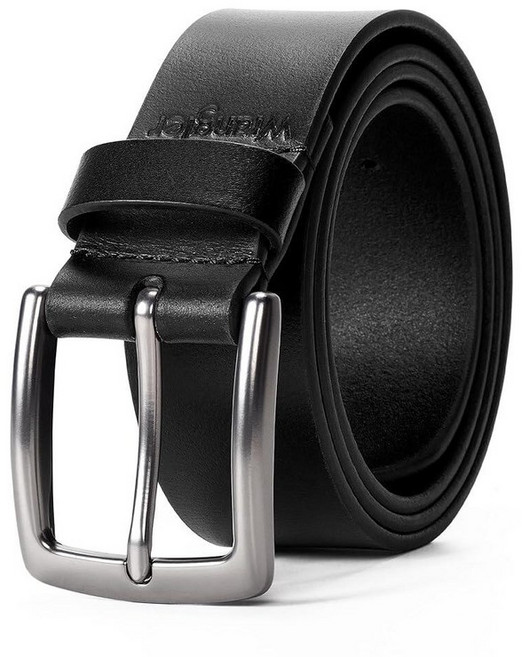 Wrangler 남성용 가죽 벨트 청바지용 38mm 캐주얼 선물 블랙. 172733