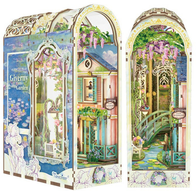 핸즈크라프트 DIY 미니어처 북엔드 북눅 지베르니 가든, 퍼플, 1개