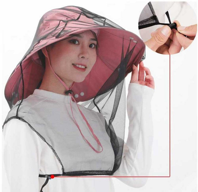 2p 휴대용 얼굴 고정 방충망 모자 망사 낚시 얼굴망 벌초망 양봉, 그린+검정