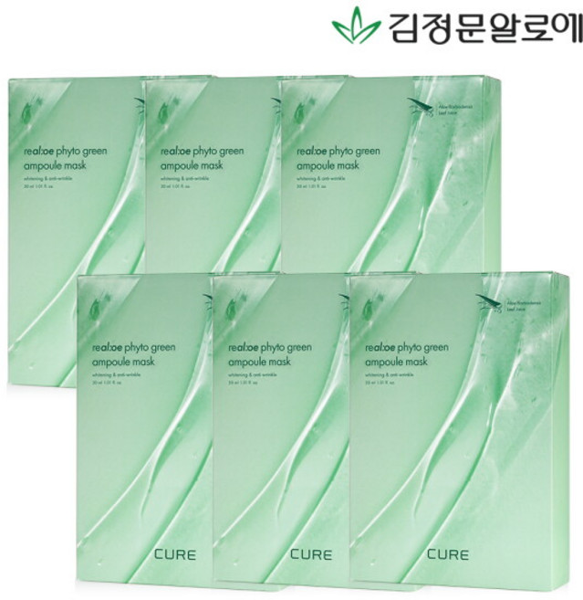 김정문알로에 라 센스 로에 큐어 리알로에 피토 그린 앰플 마스크, 10개입, 6개