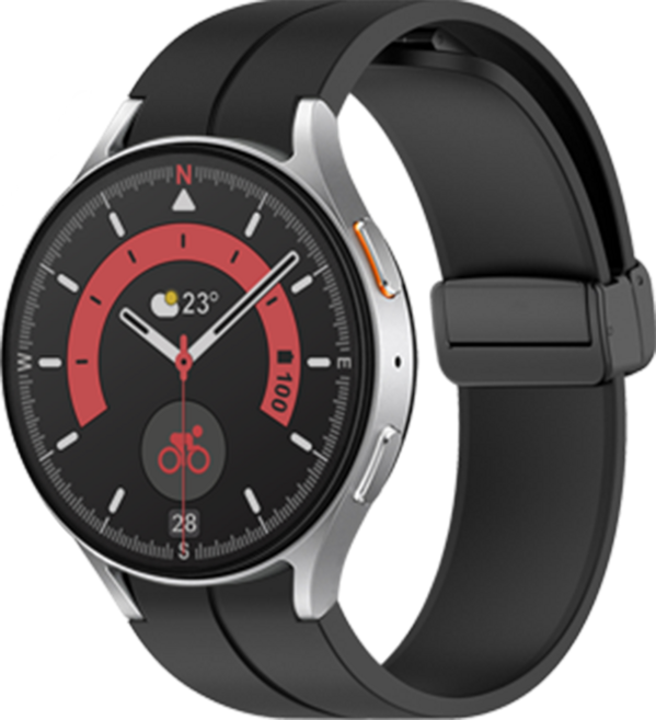 티엑스엘엑스 갤럭시워치 D버클 실리콘 자석 스트랩, 블랙