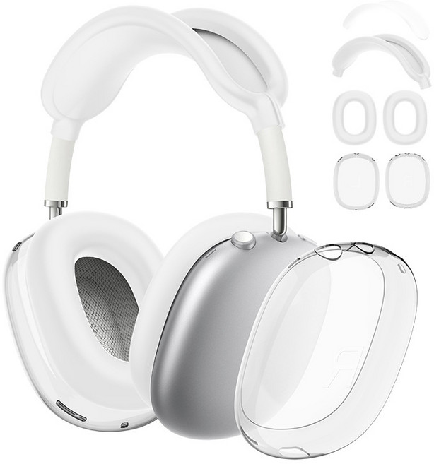 애치비 투명 에어팟 맥스 케이스 보호커버 4in1 세트, 화이트, 1개