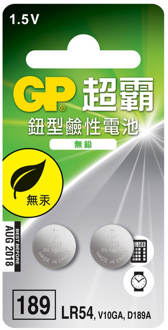 GP超霸 鈕型鹼性電池 LR54 189 1130, 1個, 2