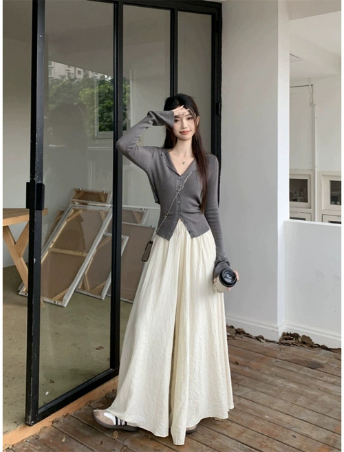 【Cavensi】山本褲 山本裙 闊腿裙 日系寬褲 顯瘦褲裙 涼感褲裙 山本裙褲 冰絲闊腿褲 冰絲褲裙 A128