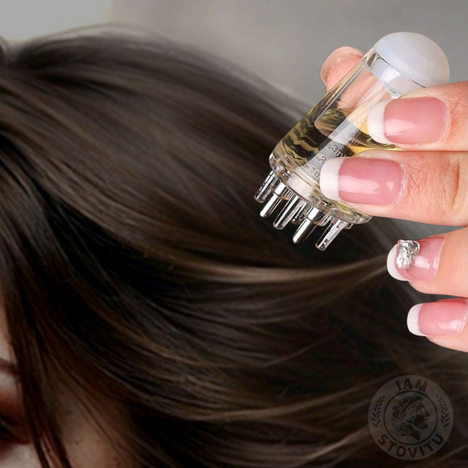 두피 마사지기 브러시 헤어 오일 어플리케이터 에센셜 헤어토닉 오일 브러시, 1개, 그레이