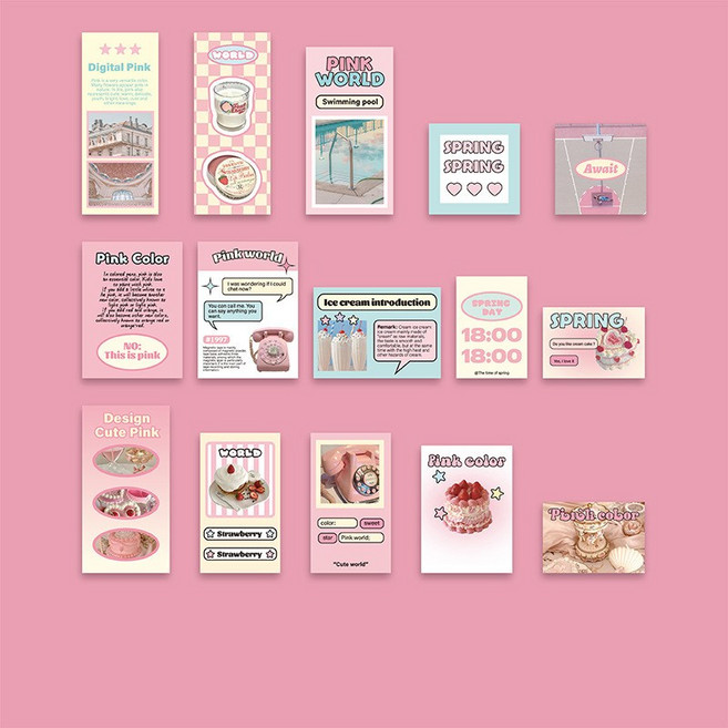 올리브파티 디저트타임 시리즈 빈티지 감성 포토 다꾸 스티커 30매 세트, 1개, 핑크
