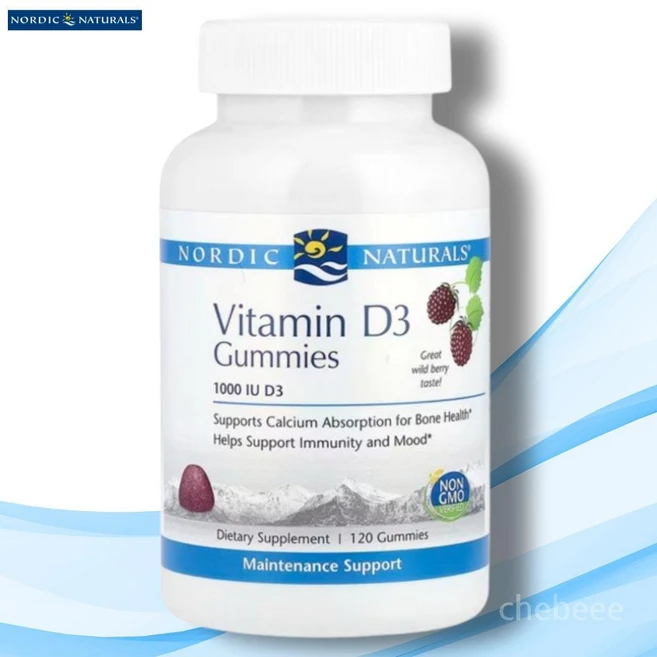 노르딕내추럴스 비타민 D3 구미젤리 120개 1000IU 와일드베리 D, 1개, 120정 - 쿠팡