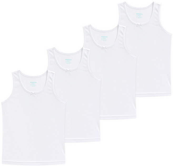 엠알키즈 여아런닝 4매 땀차지 않는 쾌적한 에어로쿨 백색 무지 여아 아동 런닝 4매 SC041