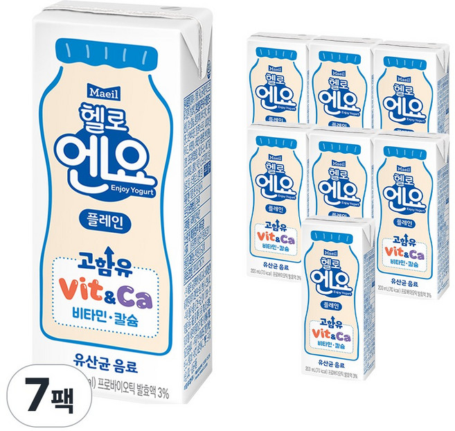 엔요 유산균음료 플레인, 200ml, 7개