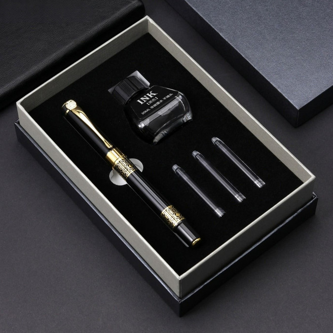바이탈씨드 입문자 선물용 만년필세트, 블랙, F