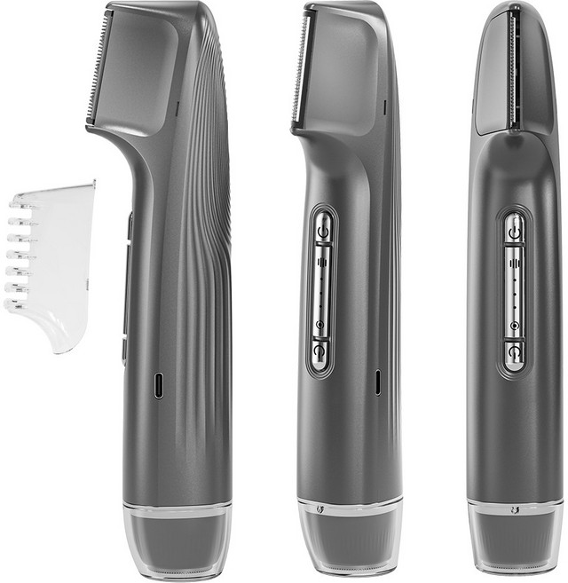 DDJJ 2in1 전기제모기 남성 브라질리언 제모기 비키니라인 면도기 모근제거기 방수형제모기, 전기면도기, 블랙