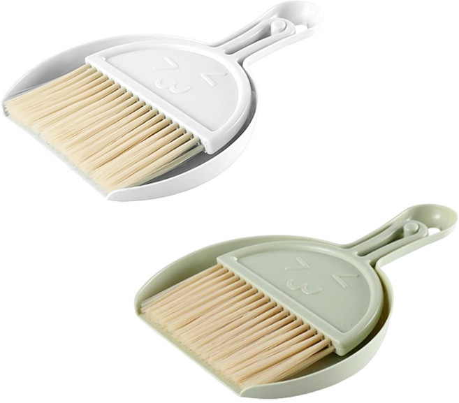 미니 걸이형 빗자루 쓰레받기 세트, 그린+화이트, 1개