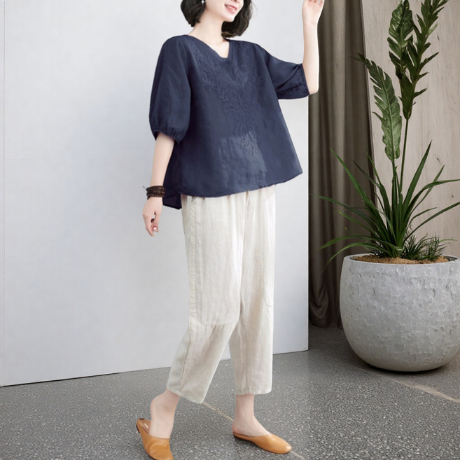 여성 생활한복 모시옷 세트 여름 개량한복 부라우스 바지 세트