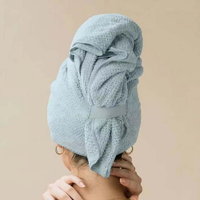 라베코 극세사 헤어타월, 블루, 1개 - 쿠팡