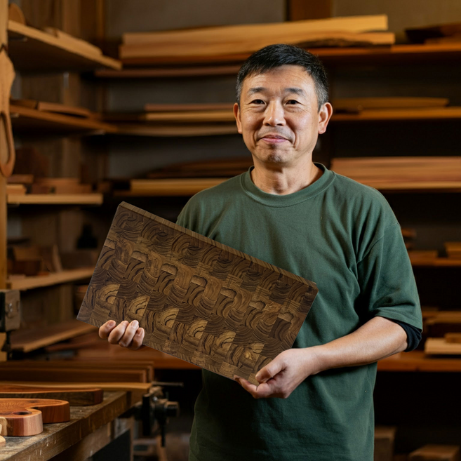 [최상급원목] 고급 대형 엔드그레인 도마 패키지, 브라운, 1개