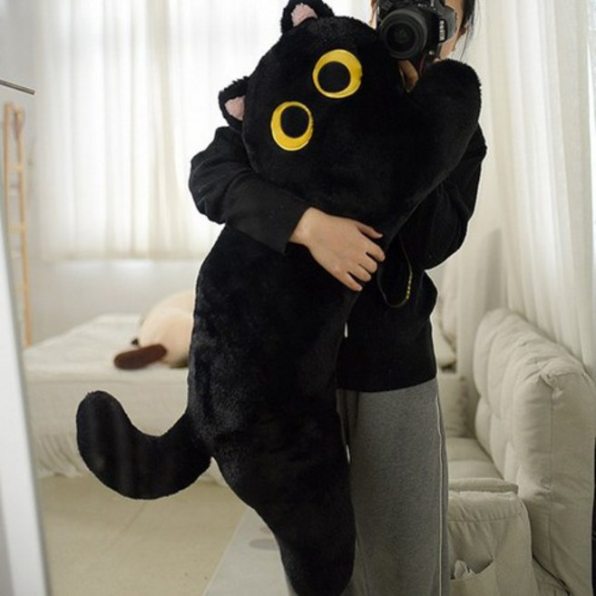 다다랜드 밤눈냥 고양이 롱캣 바디필로우, 블랙