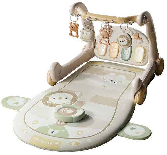 JoyBaby嬰兒健力架：多功能寶寶健身 腳踏鋼琴音樂毯 學步車玩具, 奶咖-遊戲墊薄款, 1個