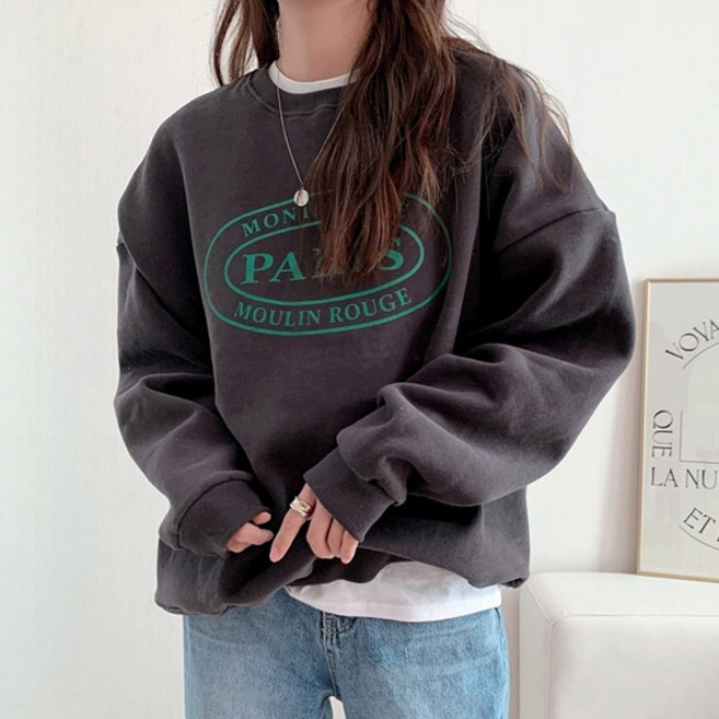 마이쏭 여성 빅사이즈 국내제작 봄신상 몽르르레터링오버핏맨투맨