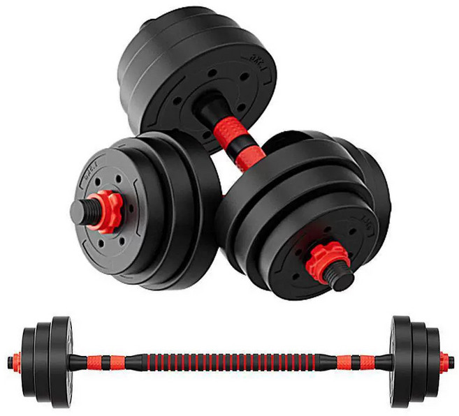 啞鈴槓鈴二合一組 多功能重量可調健身器材, 1個, 10kg啞鈴組-可變槓鈴